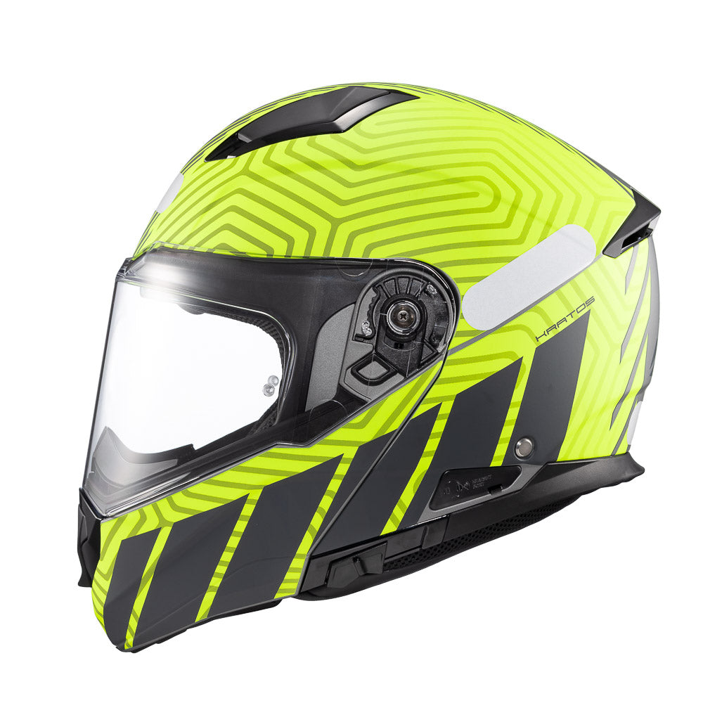Capacete Texx Escamoteável Kratos Cyber Cinza Verde Fosco – foto 2