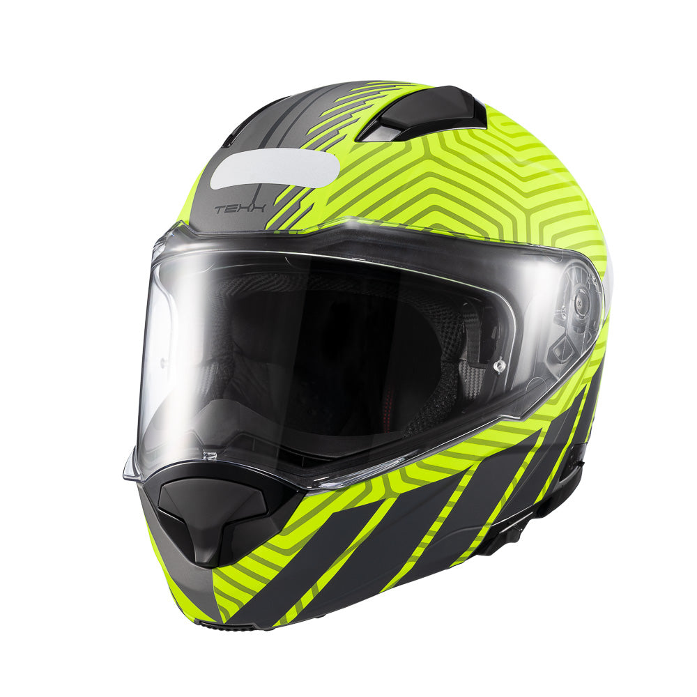 Capacete Texx Escamoteável Kratos Cyber Cinza Verde Fosco – foto 6