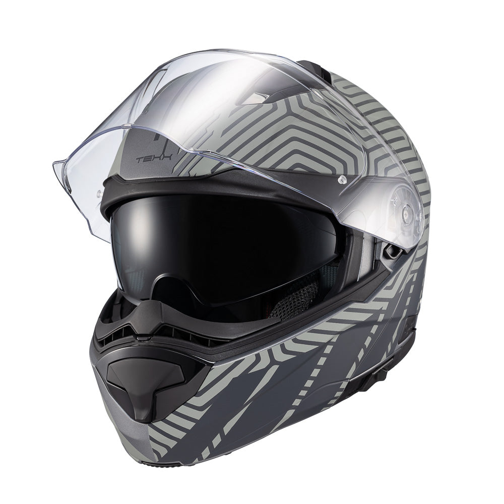 Capacete Texx Escamoteável Kratos Cyber Cinza Fosco – foto 6