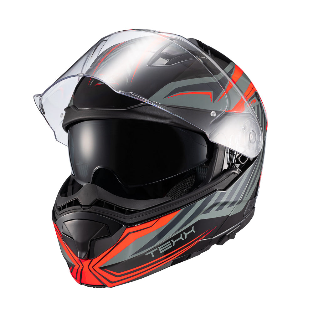 Capacete Texx Escamoteável Kratos Nomade Preto Vermelho Cinza Brilho – foto 6