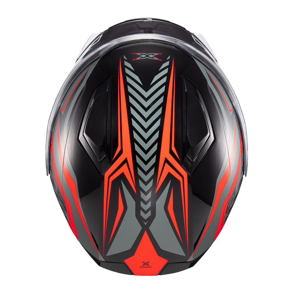Capacete Texx Escamoteável Kratos Nomade Preto Vermelho Cinza Brilho – foto 9
