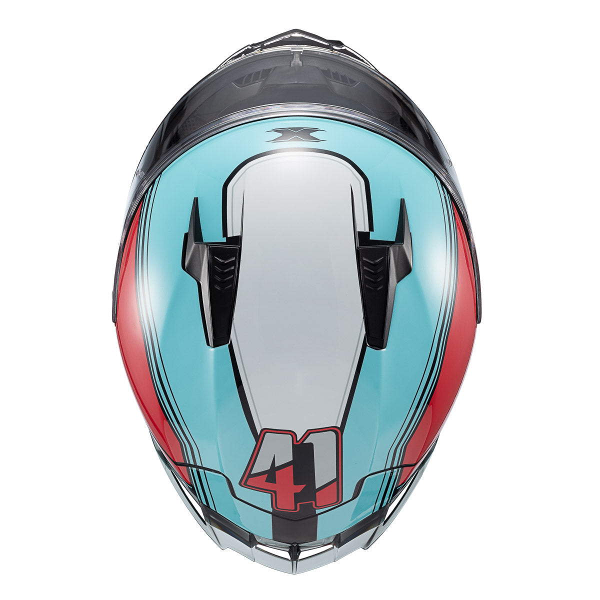 Capacete Texx Fecha Raptor Hornet Azul Vermelho Branco Brilho – foto 7
