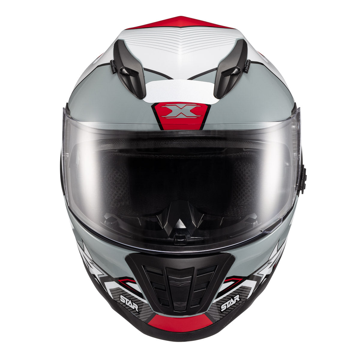 Capacete Texx Fechado Wing Superstar Cinza Vermelho Branco Fosco – foto 2
