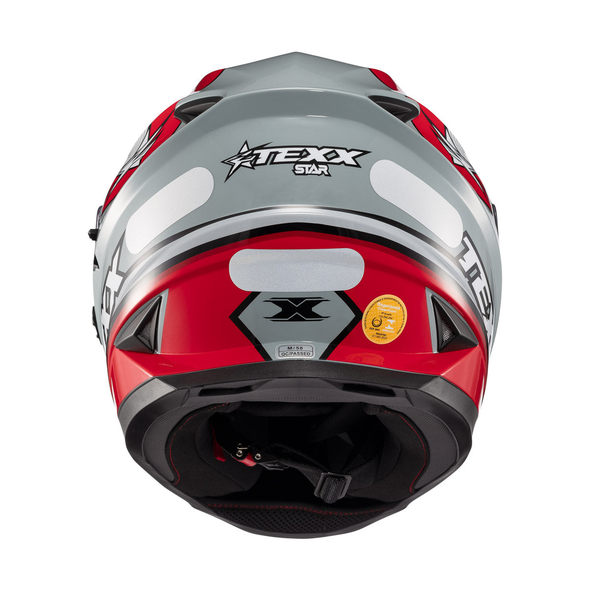 Capacete Texx Fechado Wing Superstar Cinza Vermelho Branco Fosco – foto 5