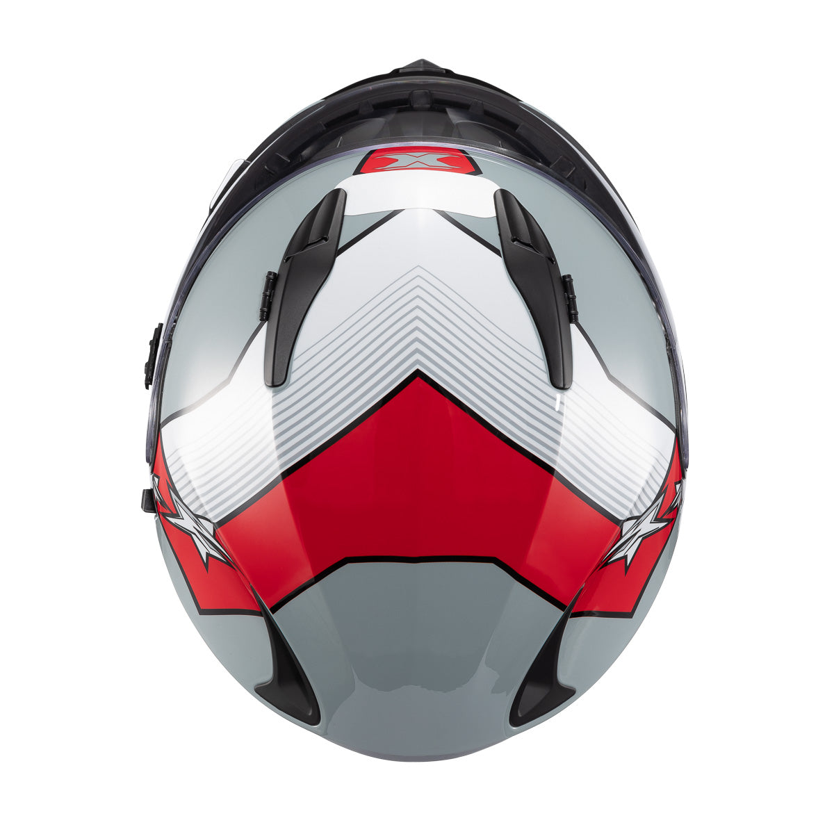 Capacete Texx Fechado Wing Superstar Cinza Vermelho Branco Fosco – foto 8