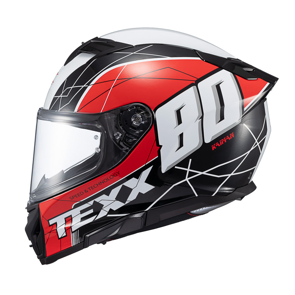 Capacete Texx Fecha Kaiman Vector Vermelho Preto Branco Brilho – foto 2