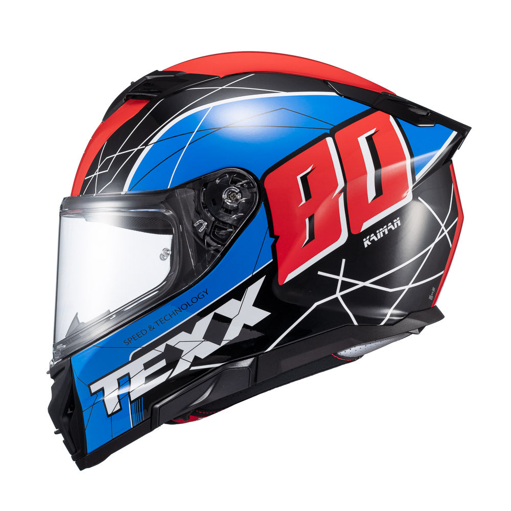 Capacete Texx Fecha Kaiman Vector Azul Vermelho Preto Branco Brilho – foto 2