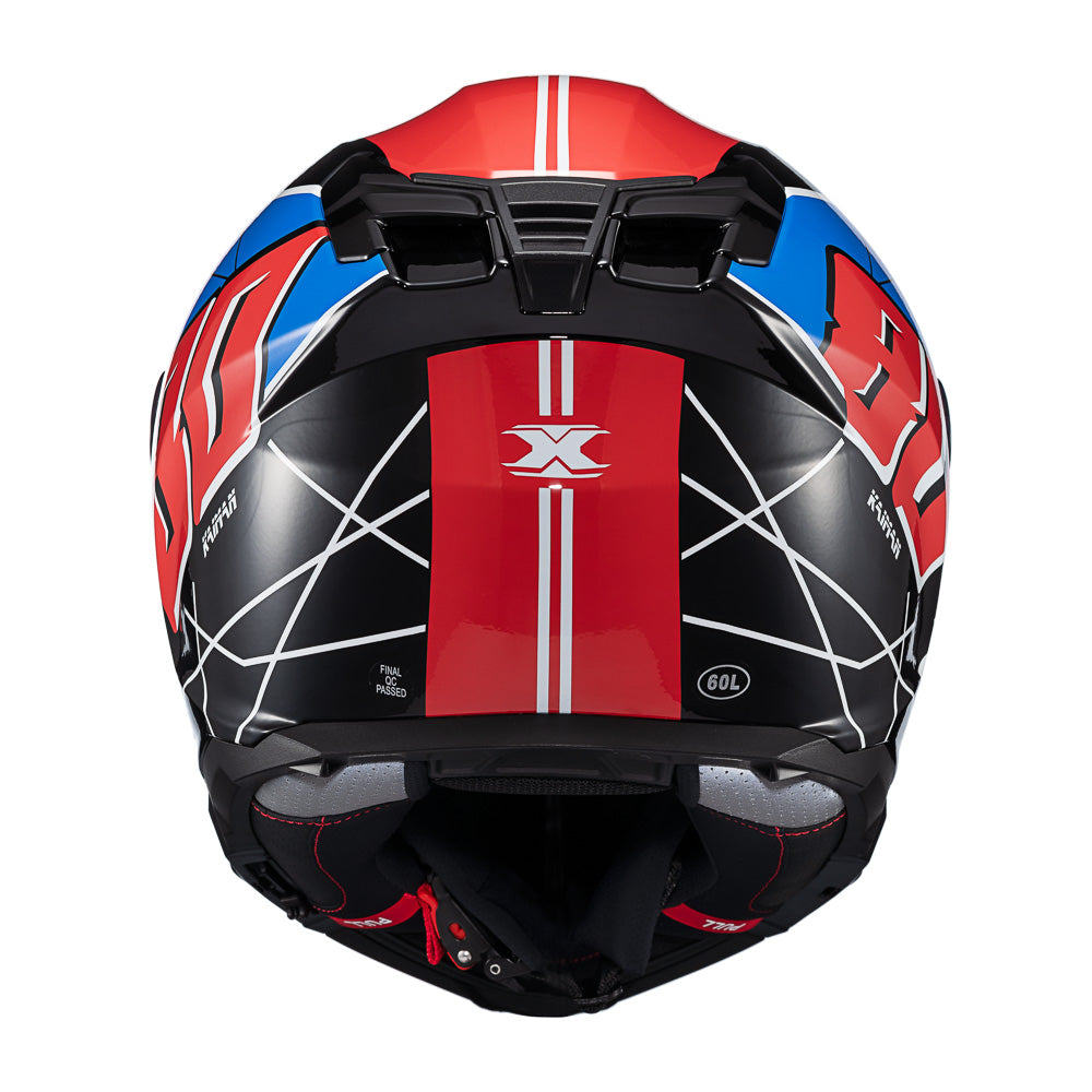 Capacete Texx Fecha Kaiman Vector Azul Vermelho Preto Branco Brilho – foto 4
