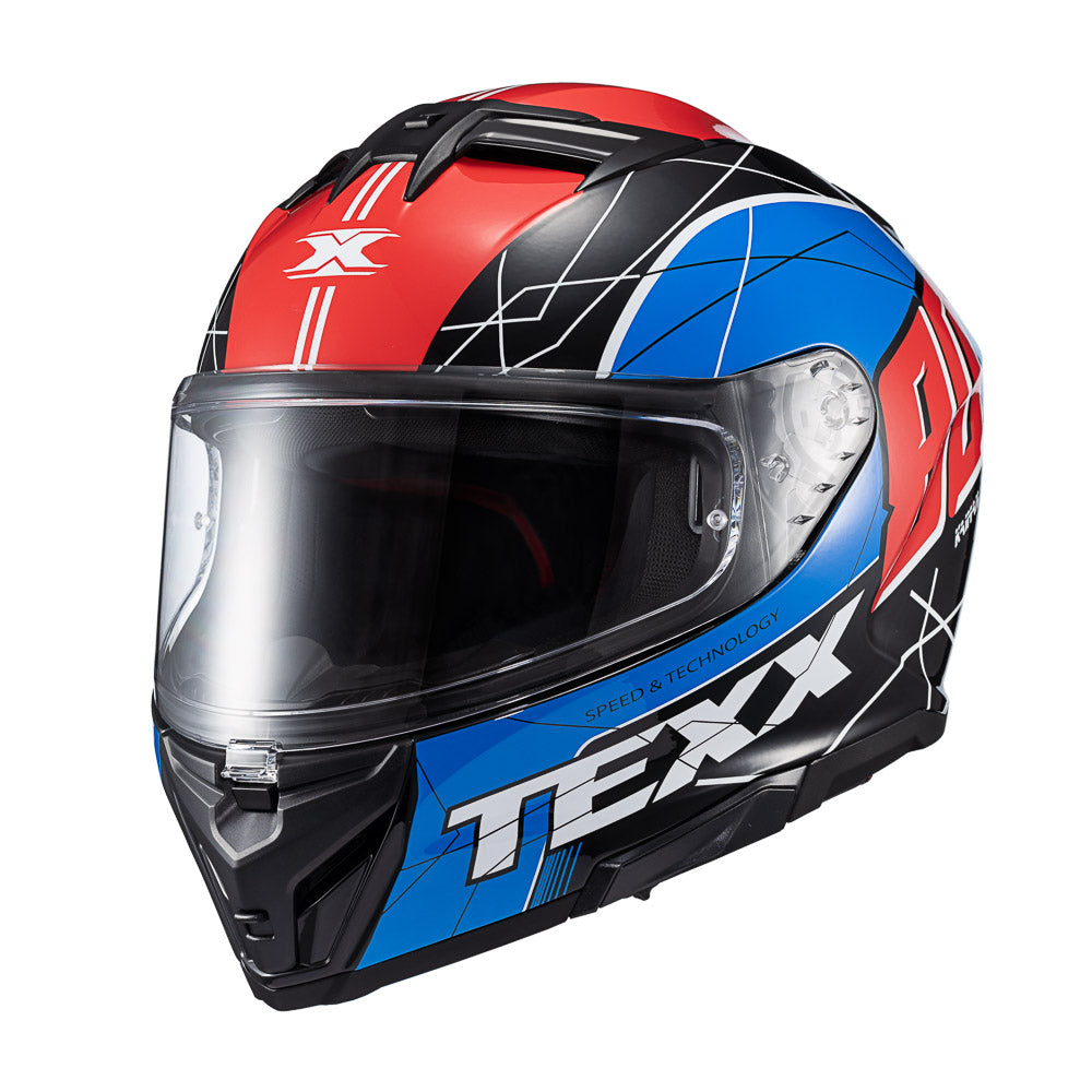 Capacete Texx Fecha Kaiman Vector Azul Vermelho Preto Branco Brilho – foto 5