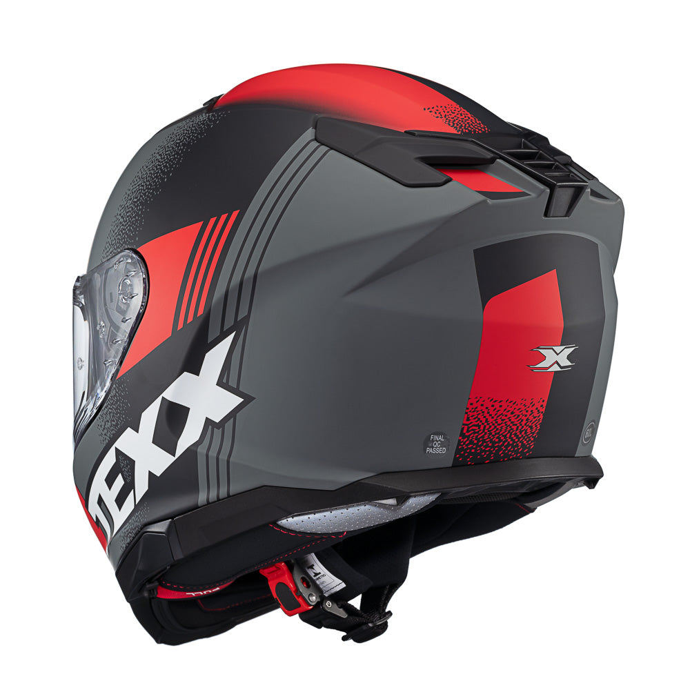 Capacete Texx Fecha Kaiman Track Vermelho Preto Cinza Fosco – foto 3