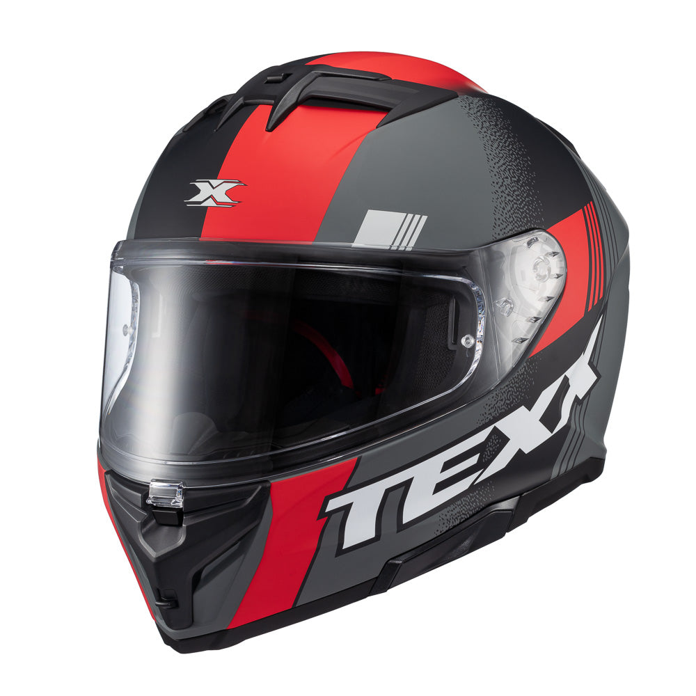 Capacete Texx Fecha Kaiman Track Vermelho Preto Cinza Fosco – foto 5
