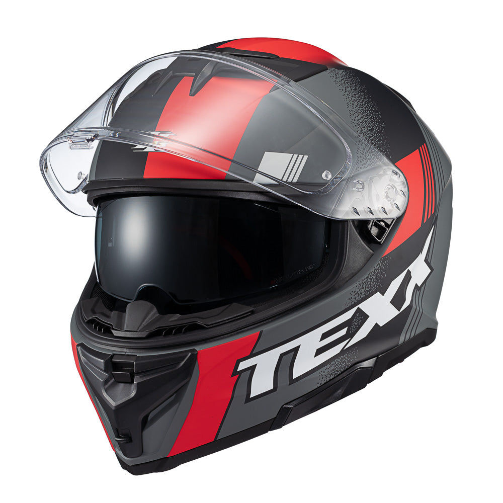 Capacete Texx Fecha Kaiman Track Vermelho Preto Cinza Fosco – foto 6