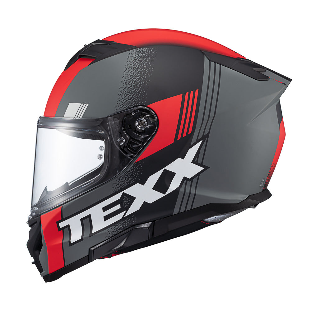 Capacete Texx Fecha Kaiman Track Vermelho Preto Cinza Fosco – foto 9