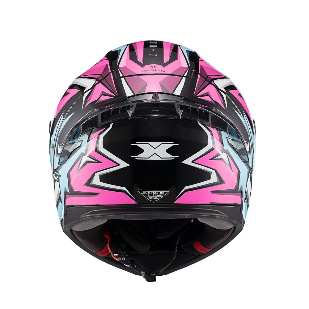 Capacete Texx Fechado Raptor Genesis Azul Rosa Branca Brilho – foto 4