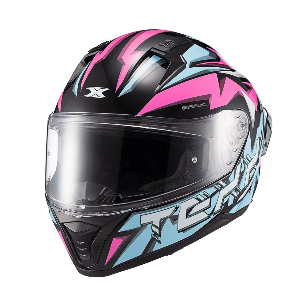 Capacete Texx Fechado Raptor Genesis Azul Rosa Branca Brilho – foto 5