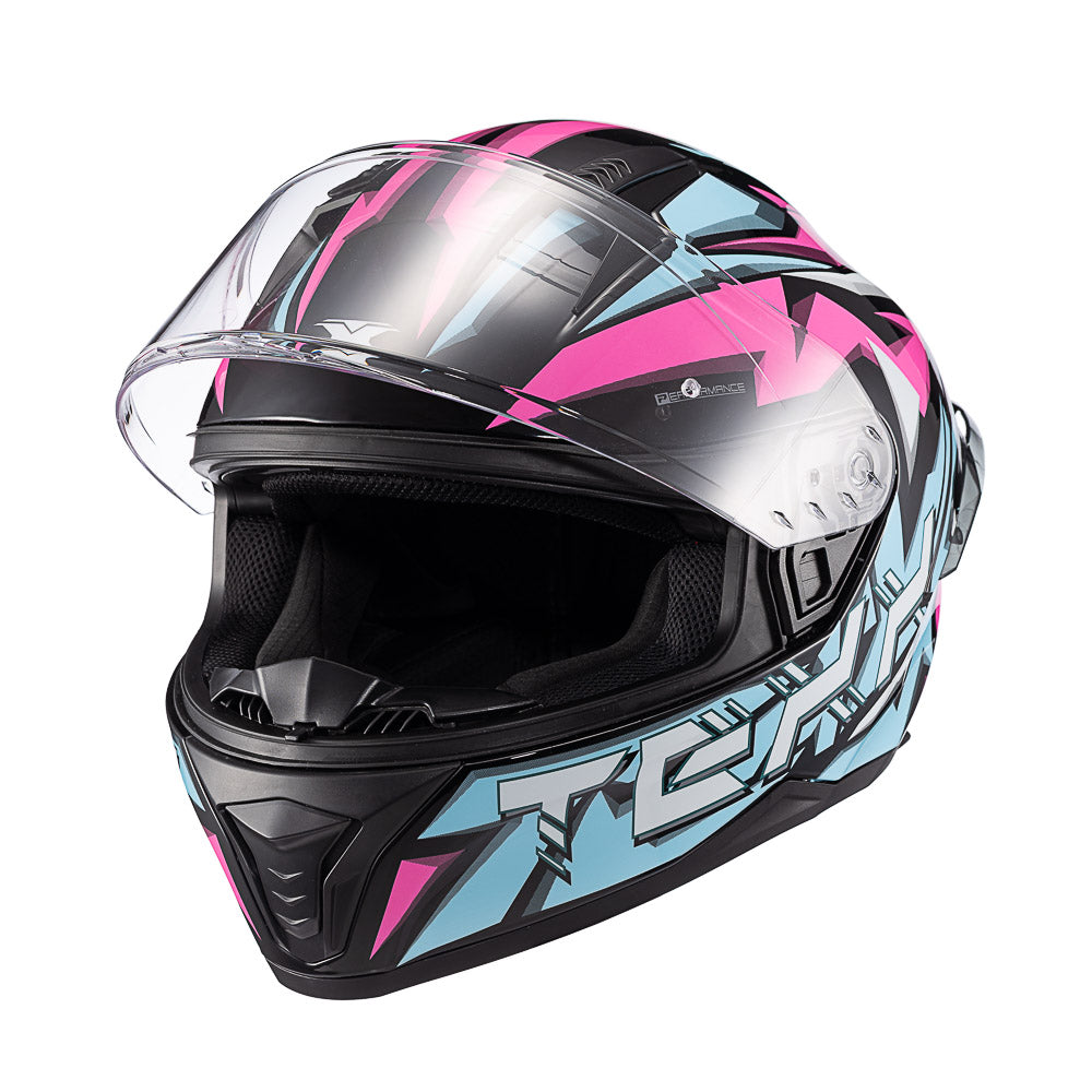 Capacete Texx Fechado Raptor Genesis Azul Rosa Branca Brilho – foto 6