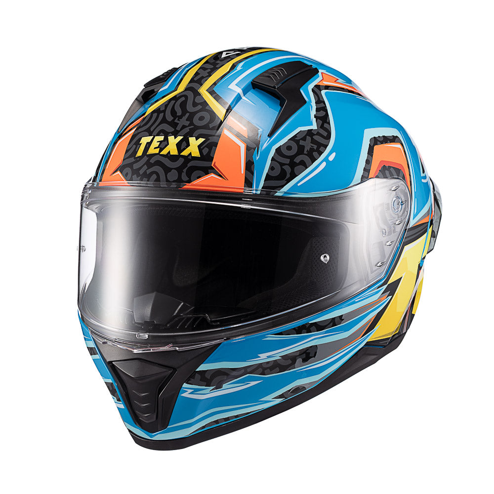 Capacete Texx Fechado Raptor Arcade Azul Vermelha Amarela Brilho – foto 6