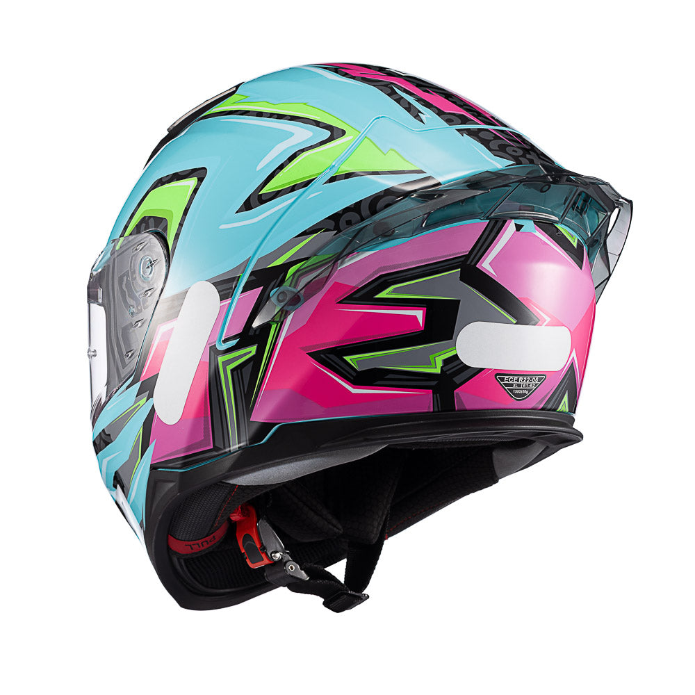 Capacete Texx Fechado Raptor Arcade Azul Verde Rosa Brilho – foto 4