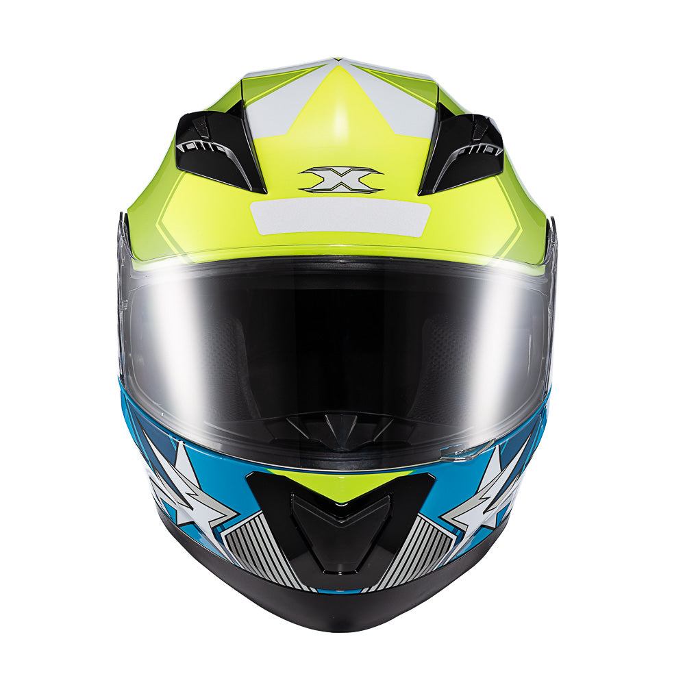Capacete Texx Strike Superstar Verde Azul Branco Brilho – foto 1