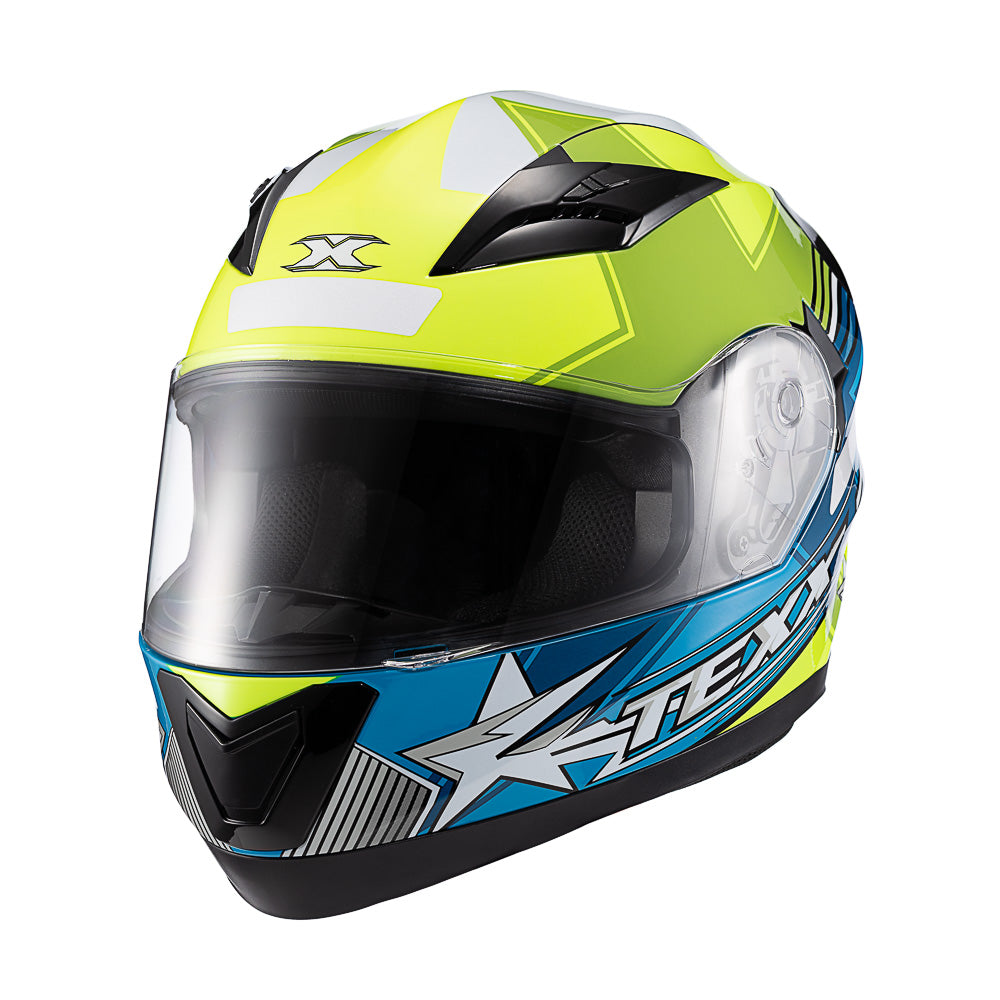 Capacete Texx Strike Superstar Verde Azul Branco Brilho – foto 5
