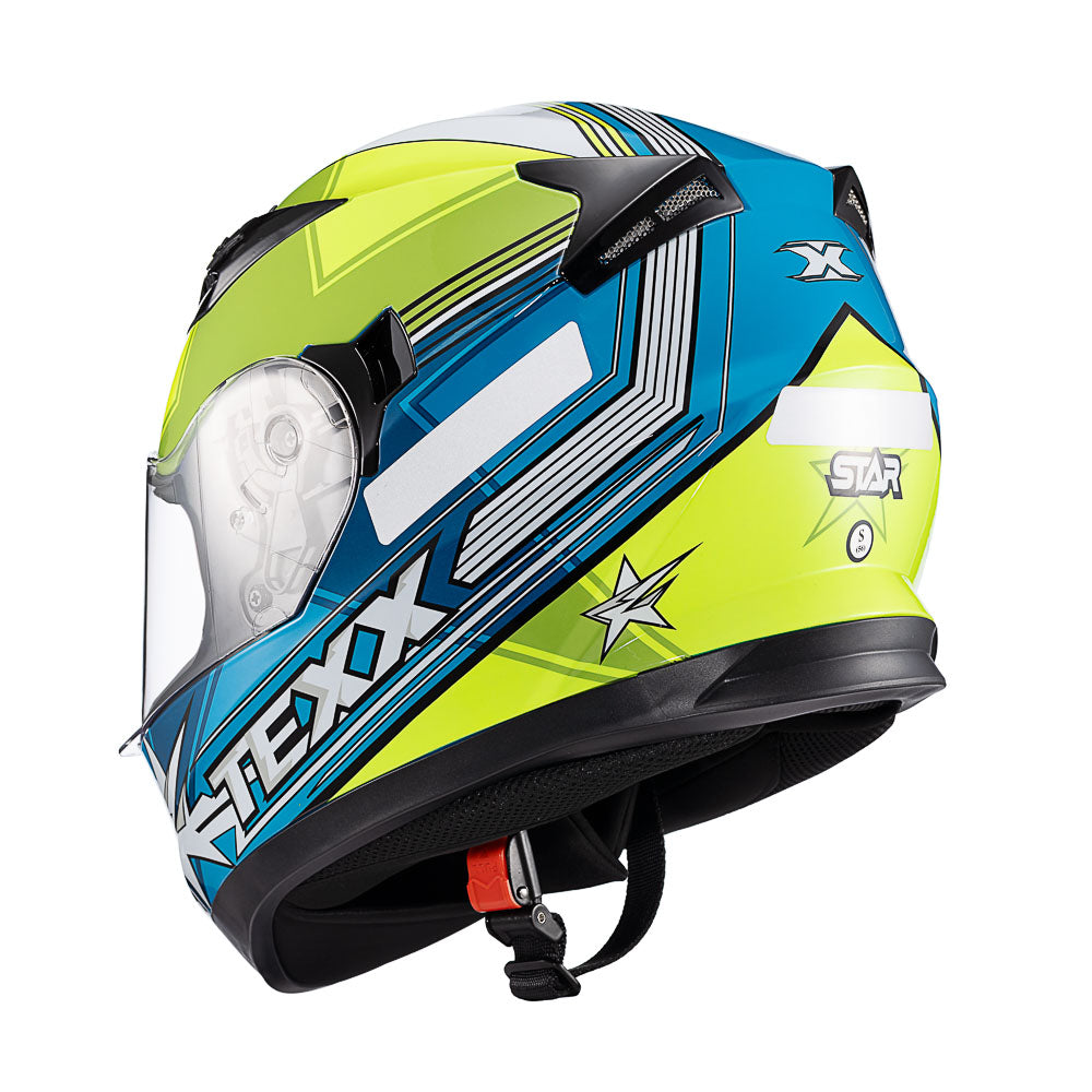 Capacete Texx Strike Superstar Verde Azul Branco Brilho – foto 10