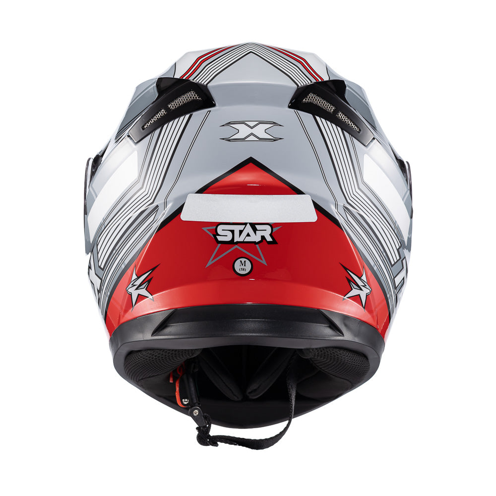 Capacete Texx Strike Superstar Cinza Vermelho Branco Brilho – foto 4