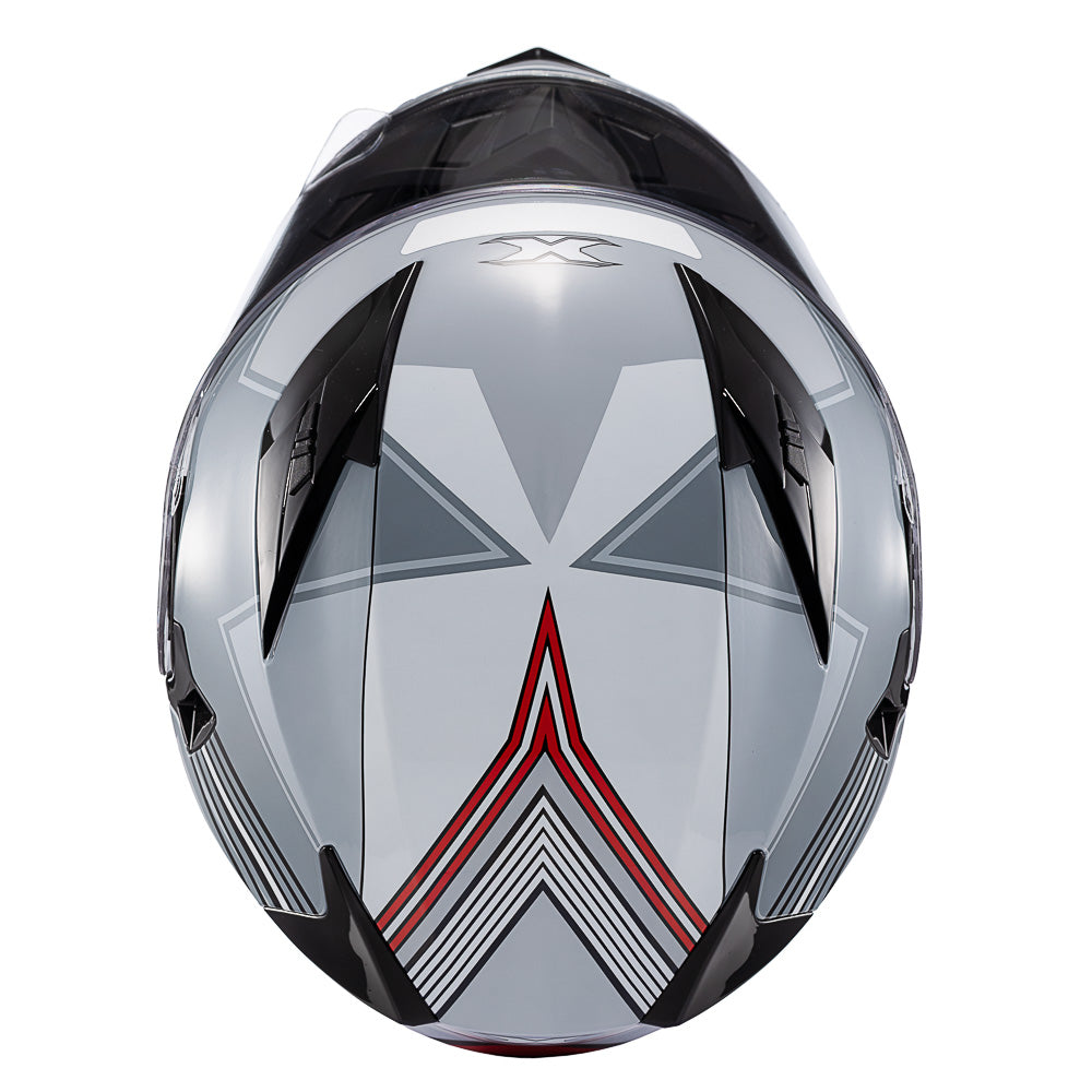 Capacete Texx Strike Superstar Cinza Vermelho Branco Brilho – foto 7