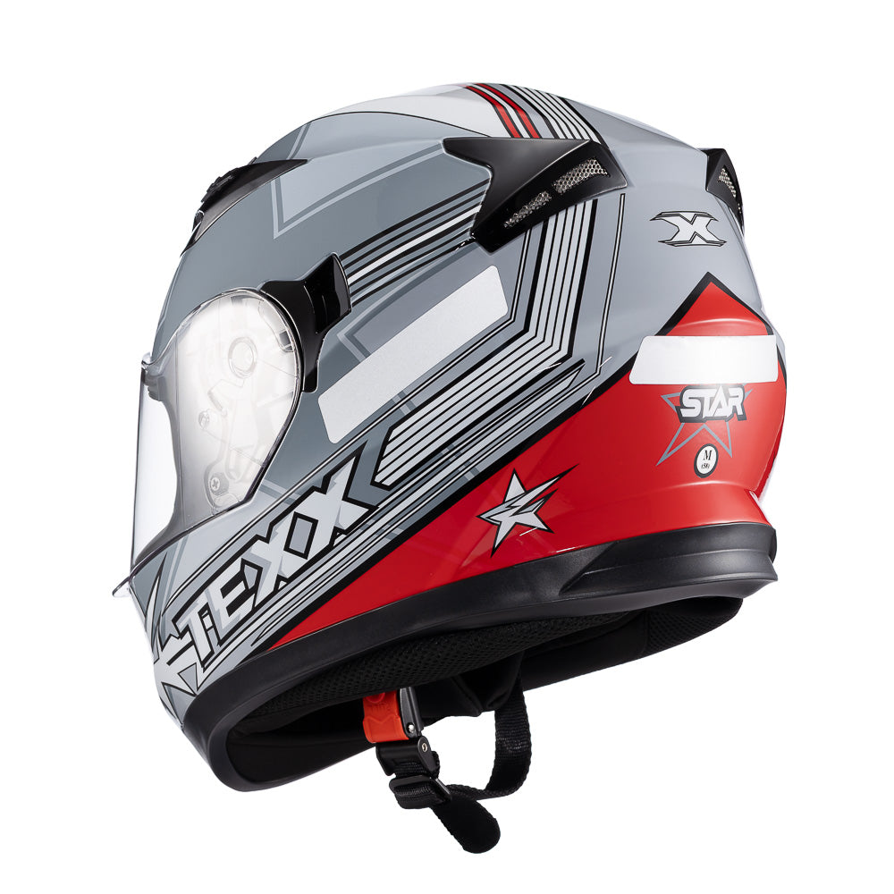 Capacete Texx Strike Superstar Cinza Vermelho Branco Brilho – foto 10