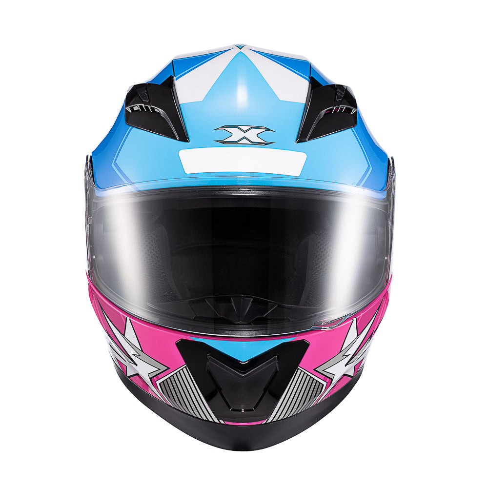 Capacete Texx Strike Superstar Azul Rosa Branco Brilho – foto 1