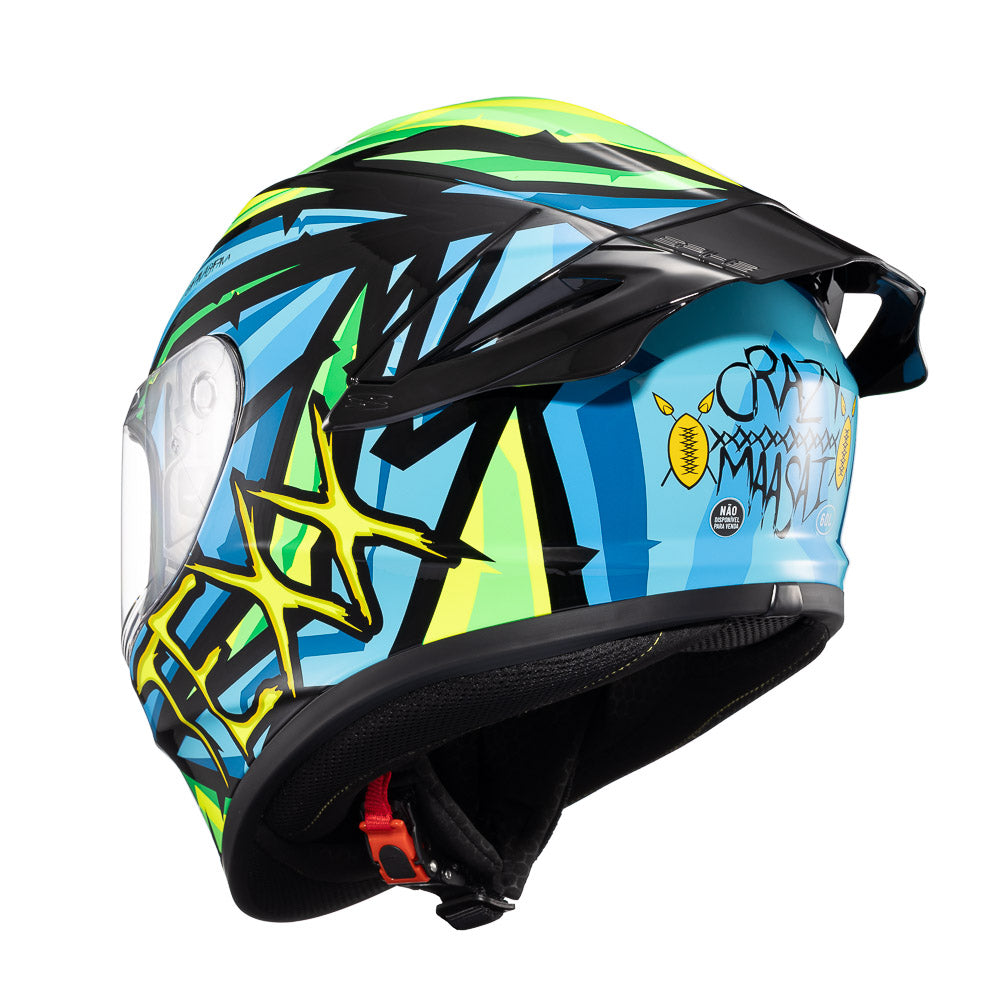 Capacete Texx Fechado Spihe Maasai Verde Azul – foto 10