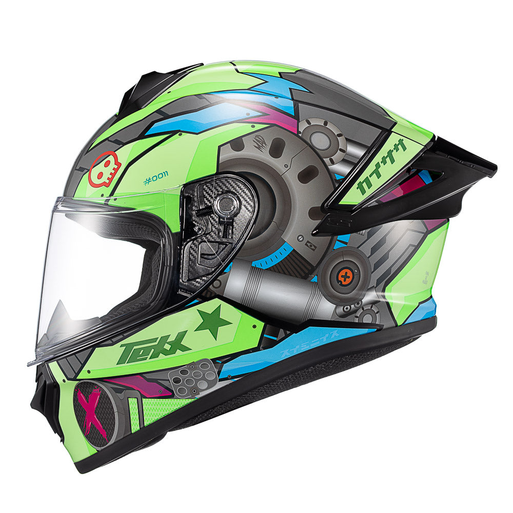 Capacete Texx Fechado Spihe Gear Verde Azul Rosa – foto 2