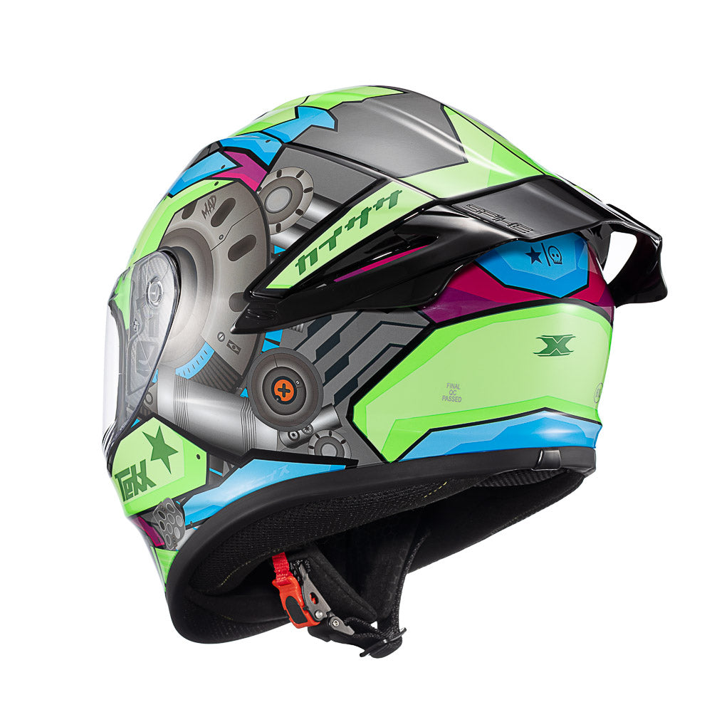 Capacete Texx Fechado Spihe Gear Verde Azul Rosa – foto 3