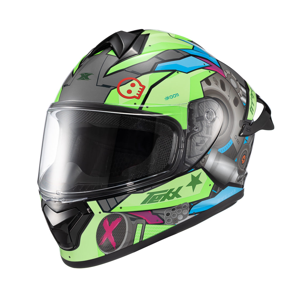 Capacete Texx Fechado Spihe Gear Verde Azul Rosa – foto 5