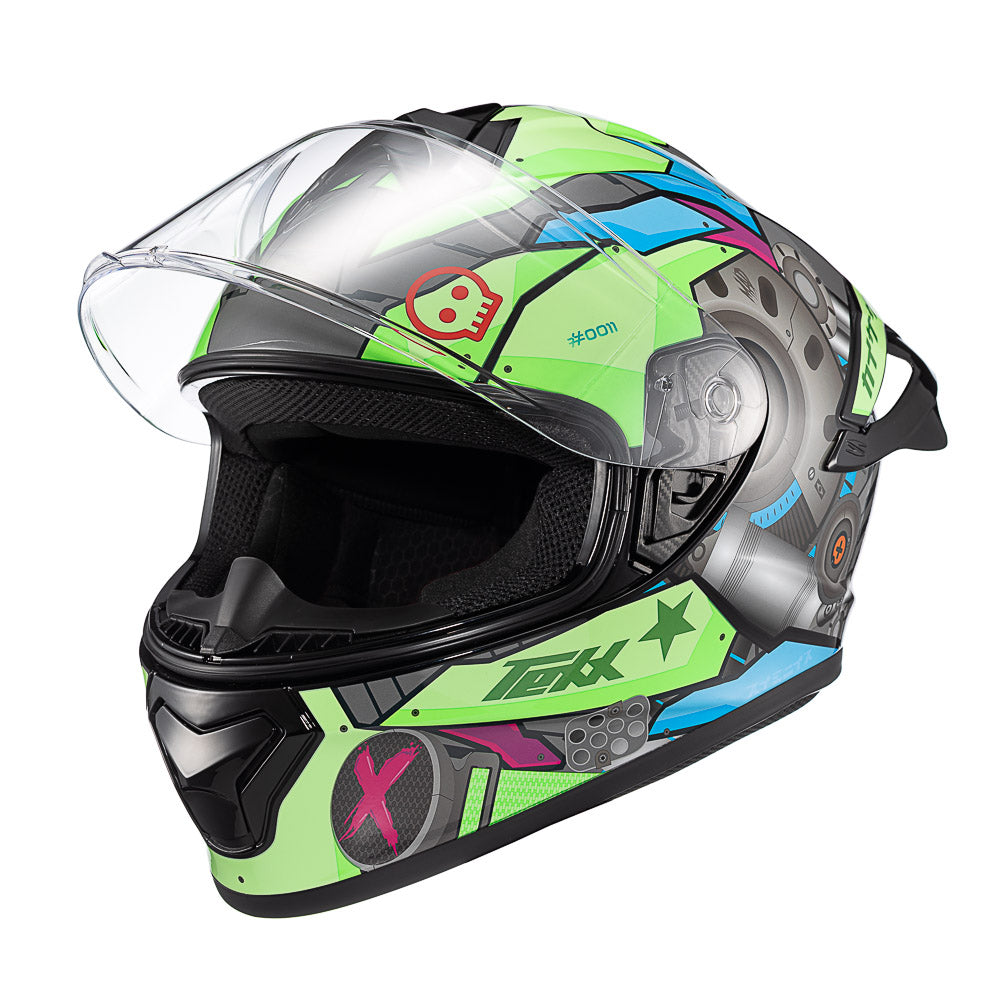Capacete Texx Fechado Spihe Gear Verde Azul Rosa – foto 6