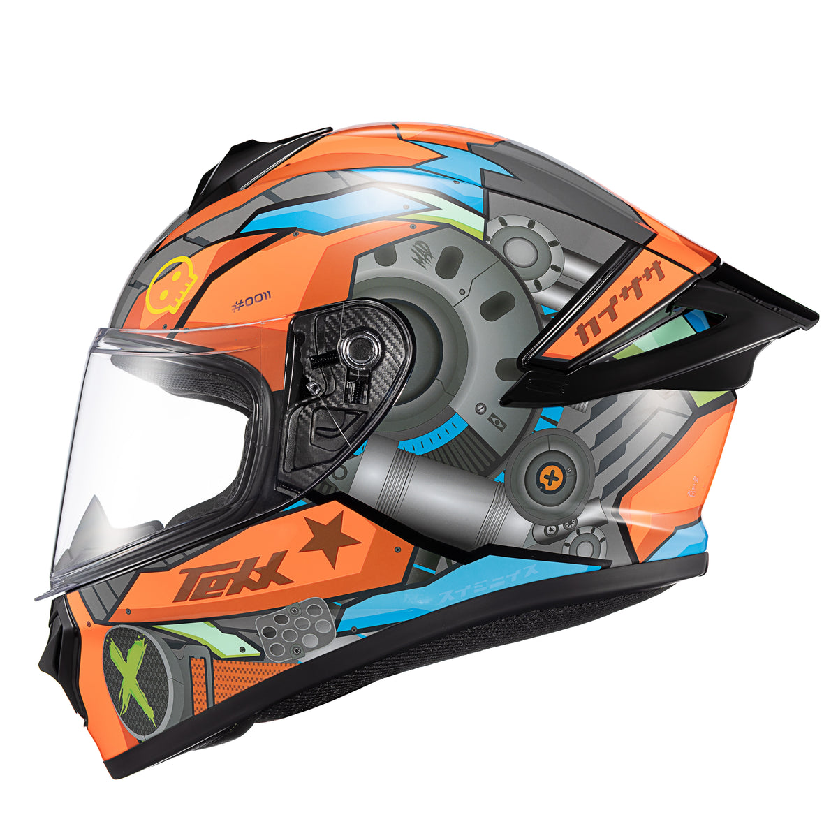 Capacete Texx Fechado Spihe Gear Vermelho Azul – foto 2