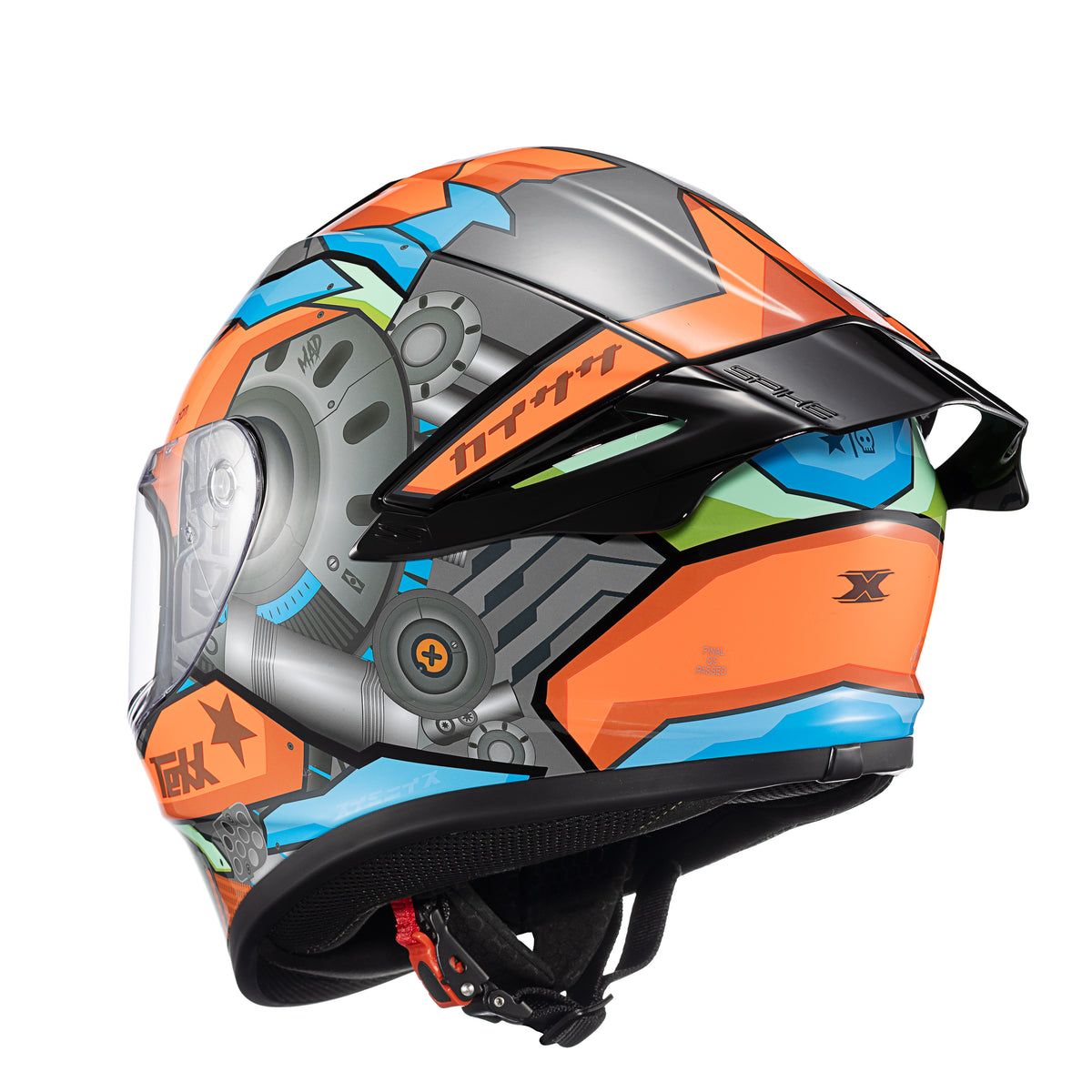 Capacete Texx Fechado Spihe Gear Vermelho Azul – foto 3