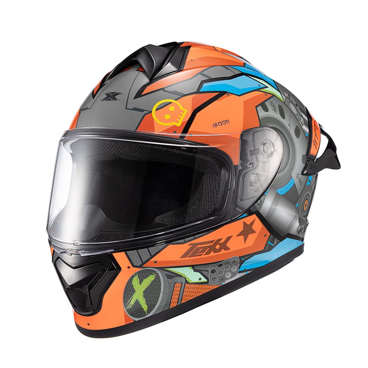 Capacete Texx Fechado Spihe Gear Vermelho Azul – foto 5