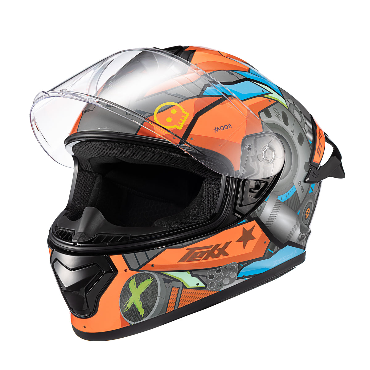 Capacete Texx Fechado Spihe Gear Vermelho Azul – foto 6
