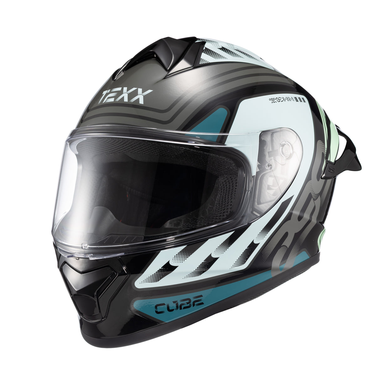 Capacete Texx Fechado Spihe Cube Azul Verde – foto 5