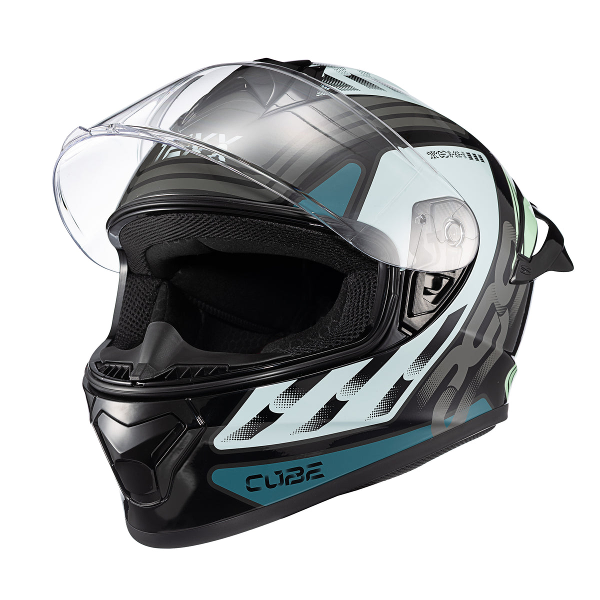 Capacete Texx Fechado Spihe Cube Azul Verde – foto 6