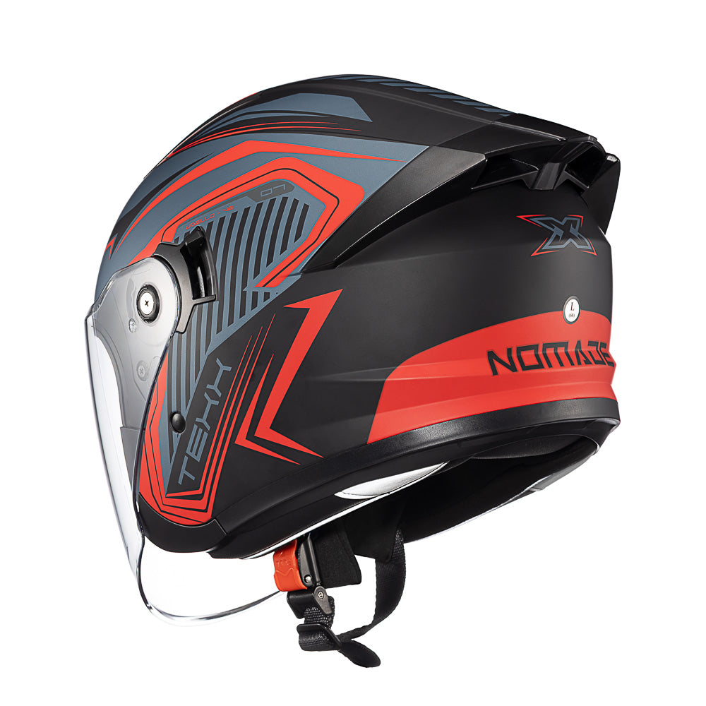 Capacete Texx Aberto Ugello V2 Nomade Vermelho Cinza