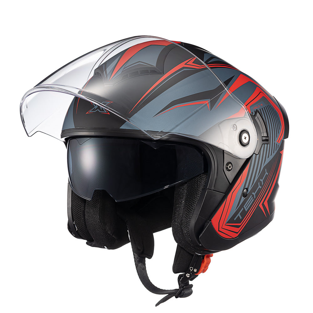 Capacete Texx Aberto Ugello V2 Nomade Vermelho Cinza