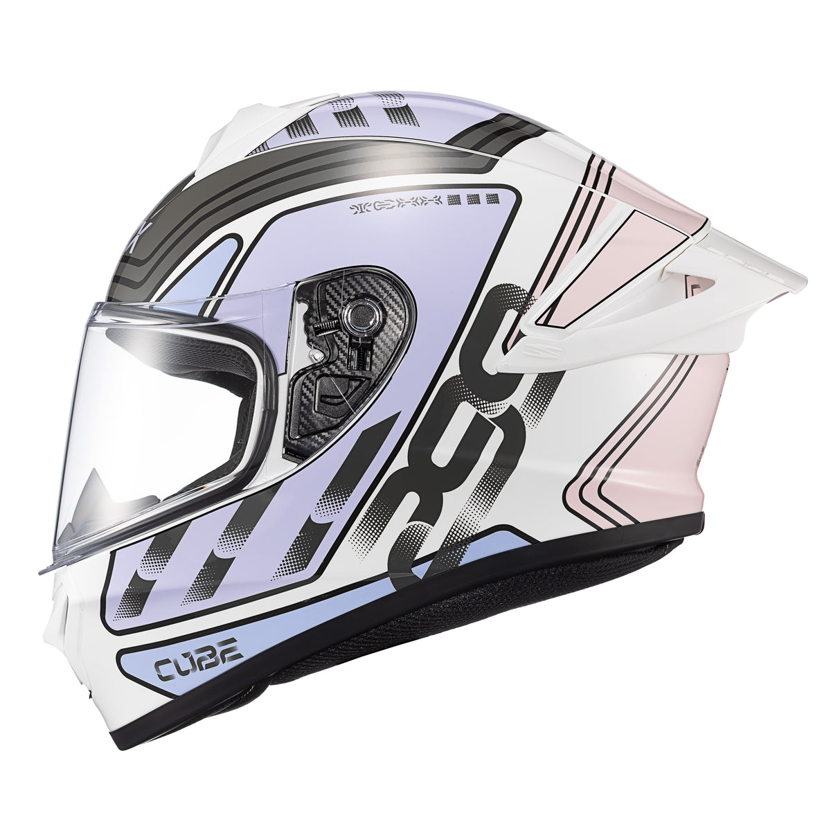 Capacete Texx Fechado Spihe Cube Rosa Lilas Branco – foto 2