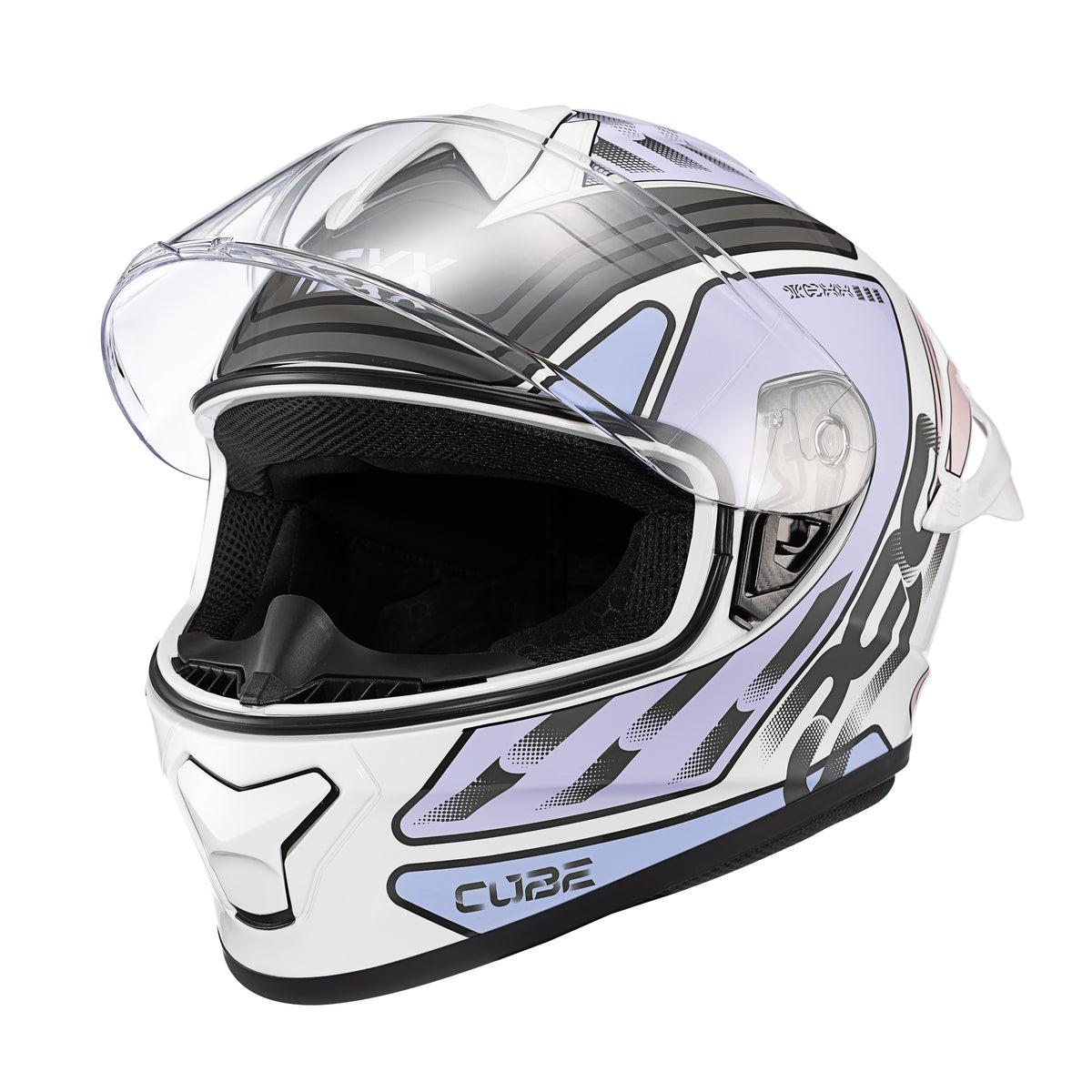 Capacete Texx Fechado Spihe Cube Rosa Lilas Branco – foto 6