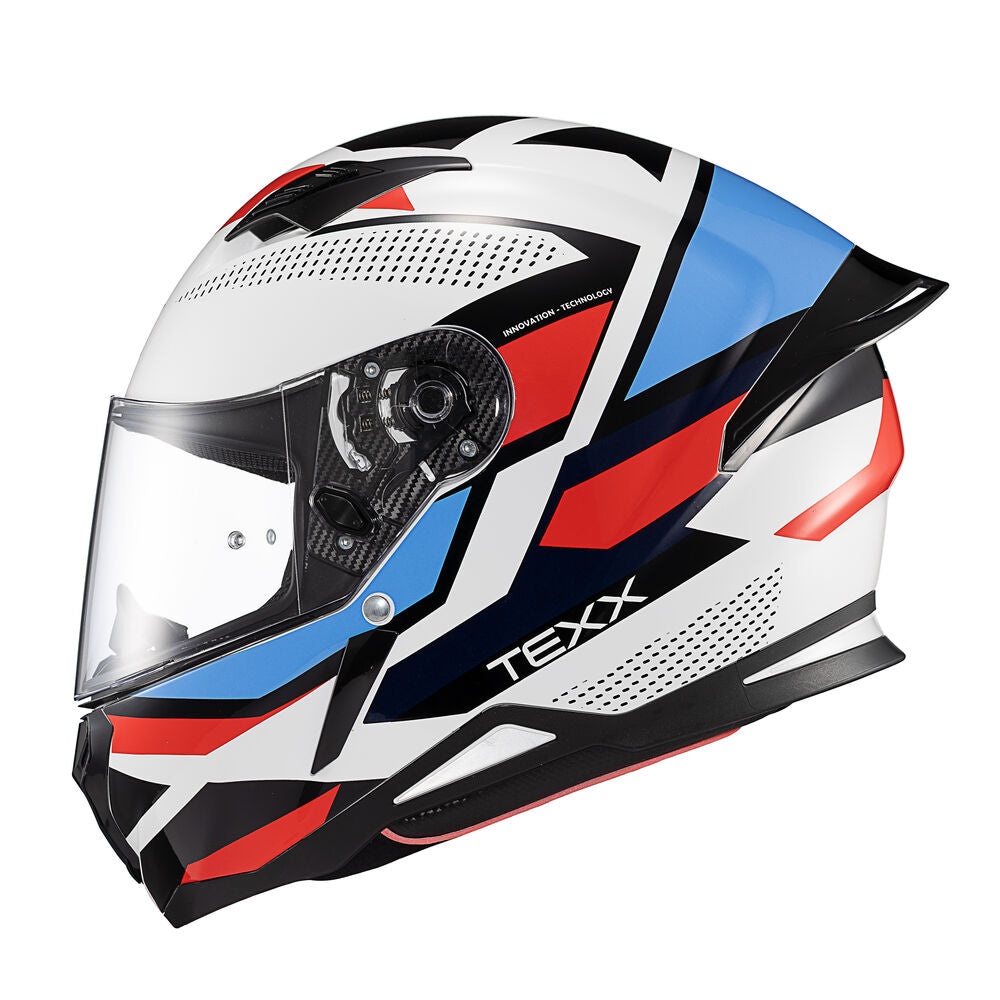 Capacete Texx Fechado Hunter Ark Preto Vermelho Azul e Branco Brilho – foto 2