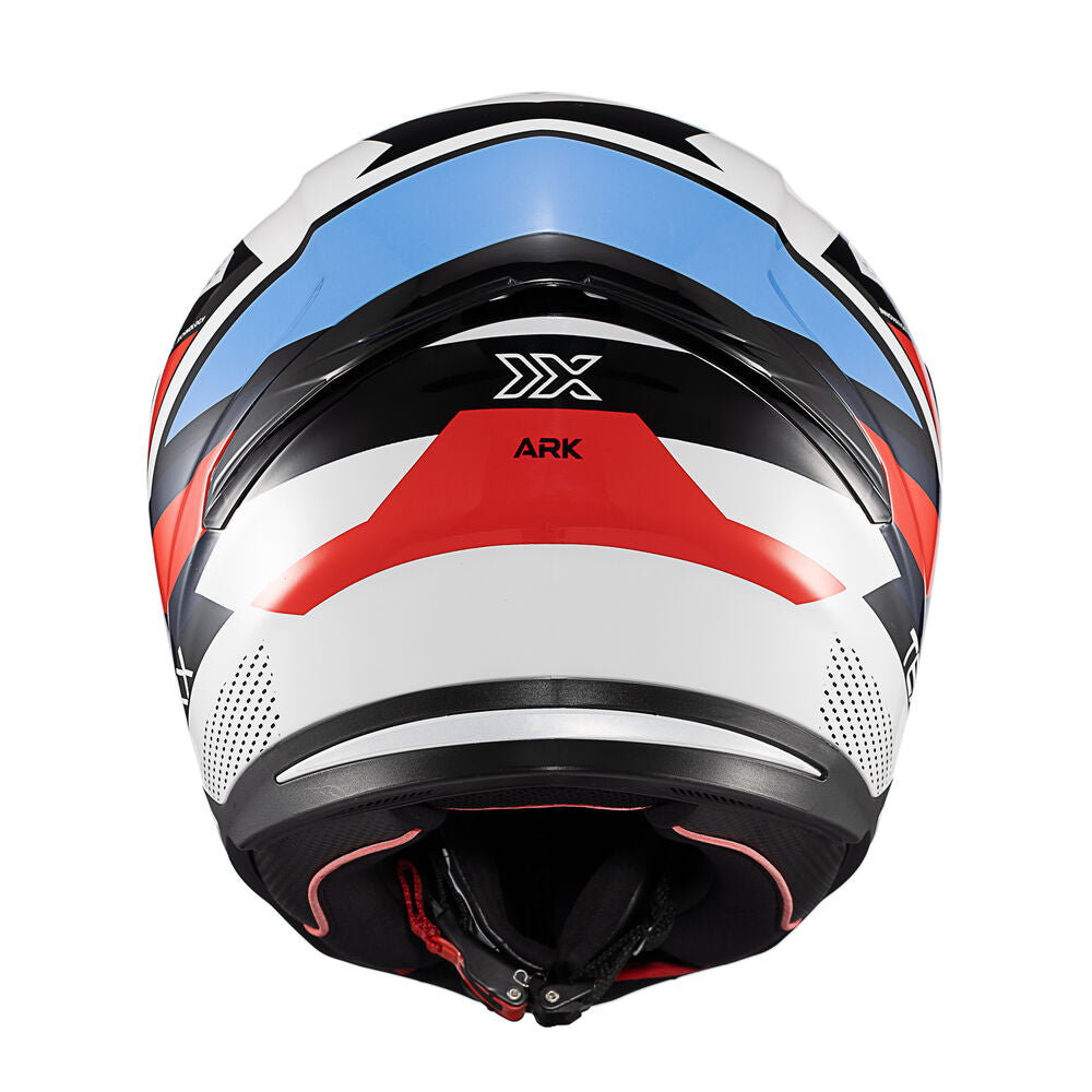 Capacete Texx Fechado Hunter Ark Preto Vermelho Azul e Branco Brilho – foto 4