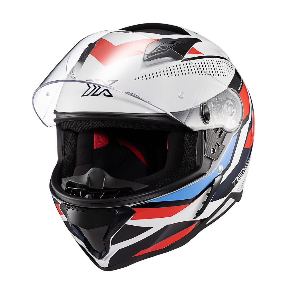 Capacete Texx Fechado Hunter Ark Preto Vermelho Azul e Branco Brilho – foto 6