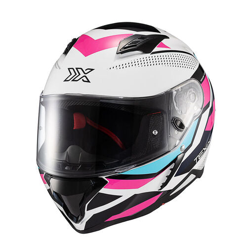 Capacete Texx Fechado Hunter Ark Preto Rosa Azul Tiffany e Branco Brilho – foto 5
