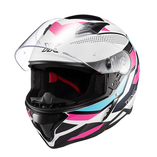 Capacete Texx Fechado Hunter Ark Preto Rosa Azul Tiffany e Branco Brilho – foto 6