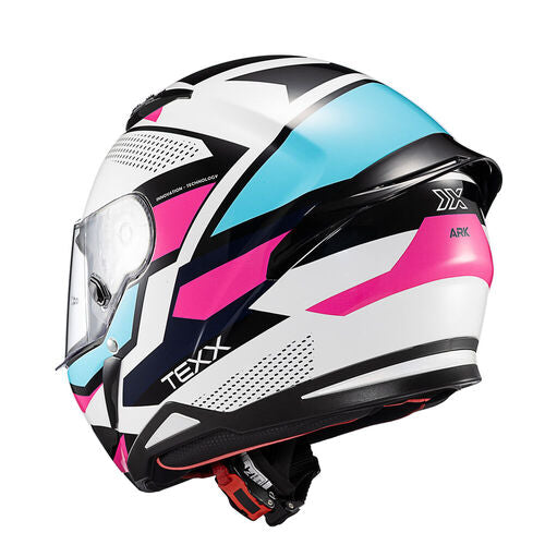 Capacete Texx Fechado Hunter Ark Preto Rosa Azul Tiffany e Branco Brilho – foto 10